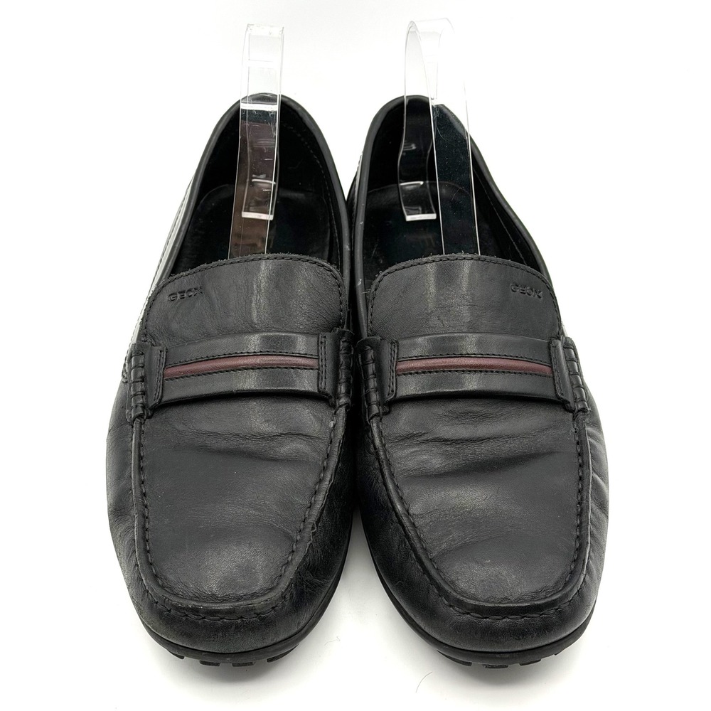 Geox Respira Penny Loafers Men US 9 EU42 Black Italian Leather Driving Shoes Moc